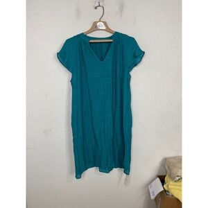 Cupshe Teal Blue V-Neck Short Sleeve Beach Cover Up Dress XL CAA07B3D058PP